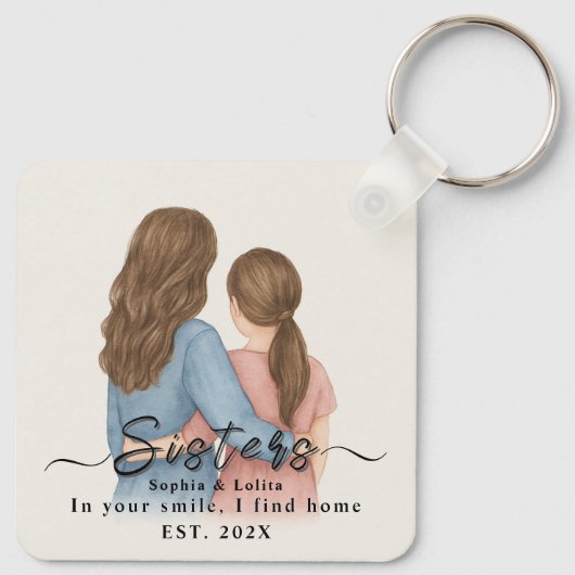 Sisters Forever – Custom Photo Keychain (Achterkant)