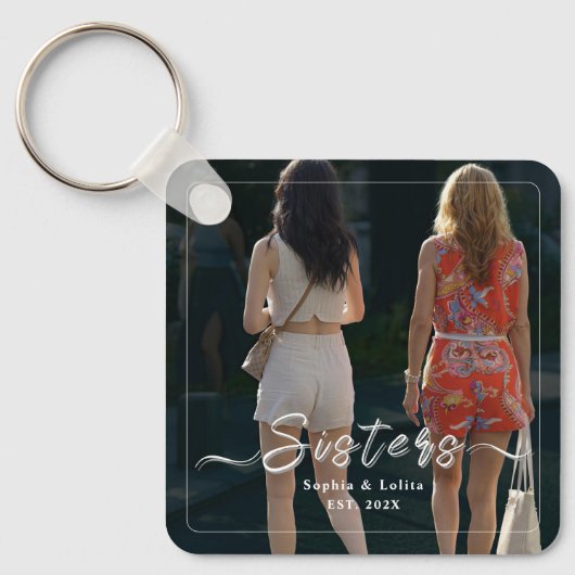Sisters Forever – Custom Photo Keychain Gift (Voorkant)