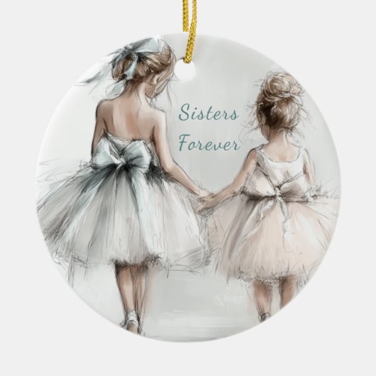 Sisters Forever Keramisch Ornament – Elegante Past (Voorkant)