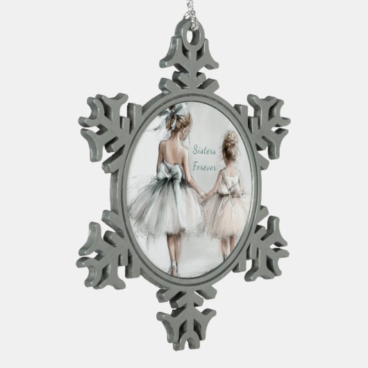 Sisters Forever Keramische Kerstversiering – Elega Tin Sneeuwvlok Ornament (Links)