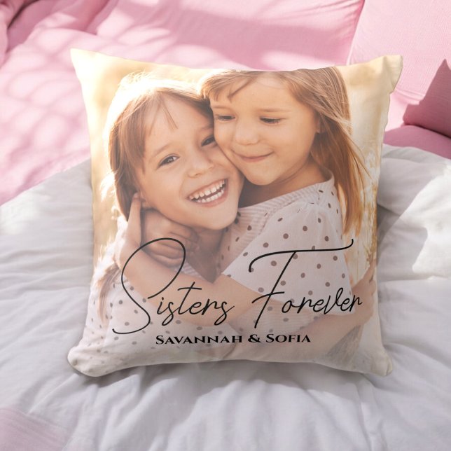 Sisters Forever Sierkussen (sisters forever photo keepsake throw pillow )