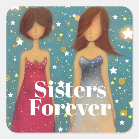 Sisters Forever Vierkante Sticker (Voorkant)