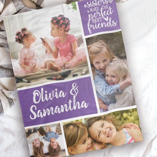 Sisters Foto Collage Best Friends Trendy Fleece Deken