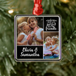 Sisters Foto Collage Best Friends Trendy Metalen Ornament<br><div class="desc">Deze moderne fotocollage heeft ruimte voor twee foto's en uw namen. De trendsetter van het boek is Sisters Make the Perfect Best Friends.</div>