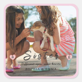Sisters Fotocollage – Verschillende leeftijden, ze Vierkante Sticker