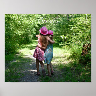 Sisters Friendship in Rustic Spring Country Poster