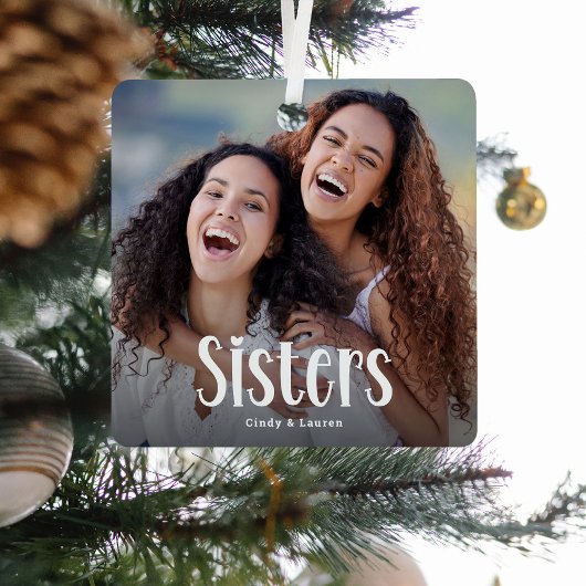 SISTERS' Gepersonaliseerde Foto Schattigee Zuster  Metalen Ornament