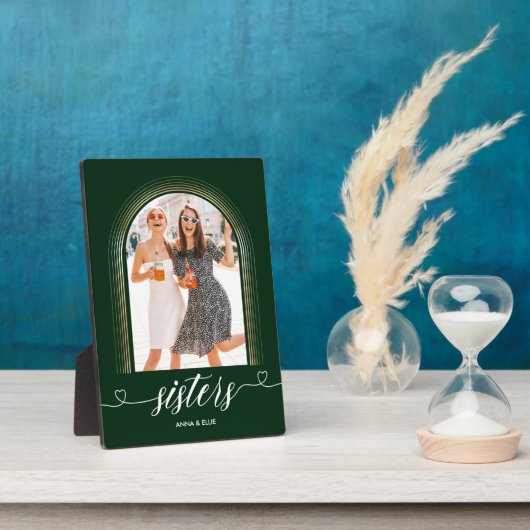 Sisters Gift Personalized Gold Green Custom Text Fotoplaat (Zijkant)