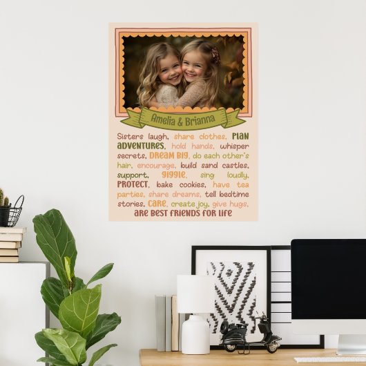 Sisters Hart ontroerend & sentimenteel Fotoprint Poster (Thuiskantoor)