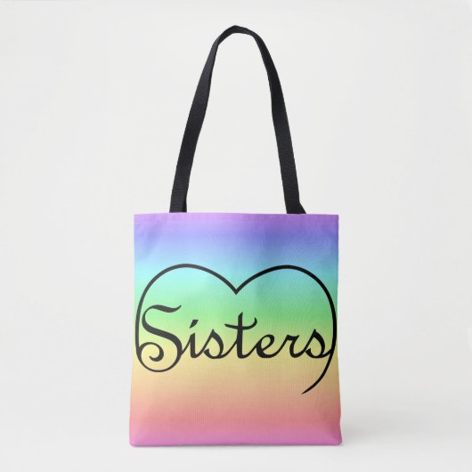 Sisters Heart-regenboogtas Tote Bag (Voorkant)