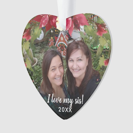 Sisters I Love My Sis 2 Photo KerstGreenery Ornament (voorkant)