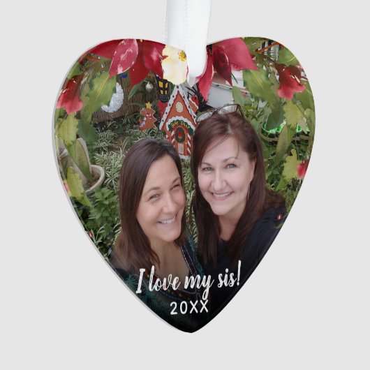 Sisters I Love My Sis 2 Photo KerstGreenery Ornament (voorkant)