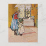 Sisters - Koket av Carl Larsson Briefkaart<br><div class="desc">Zussen in de keuken. De jongste draagt een ouderwetse bonnetje. Oorspronkelijke titel "Koket av Carl Larsson Sisters 1898.  kunst van de Zweedse kunstenaar Carl Larsson.</div>