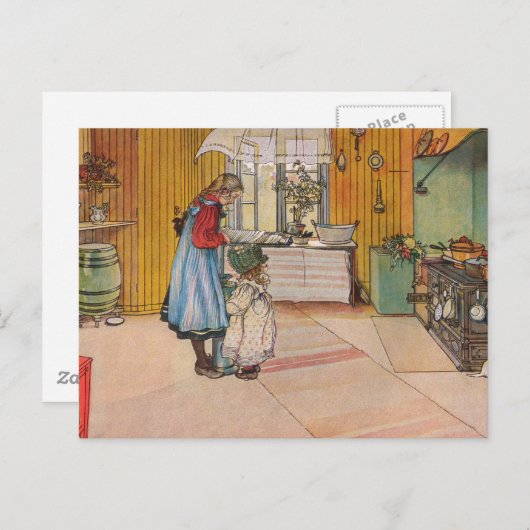 Sisters - Koket av Carl Larsson Briefkaart (Voorkant / Achterkant)