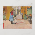 Sisters - Koket av Carl Larsson Briefkaart<br><div class="desc">Zussen in de keuken. De jongste draagt een ouderwetse bonnetje. Oorspronkelijke titel "Koket av Carl Larsson Sisters 1898.  kunst van de Zweedse kunstenaar Carl Larsson.</div>