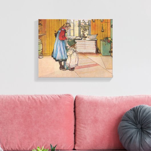 Sisters - Koket av Carl Larsson Canvas Afdruk (Insitu (Woonkamer))