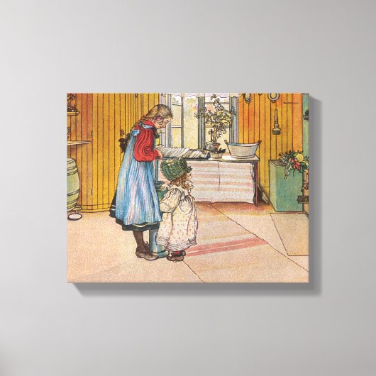 Sisters - Koket av Carl Larsson Canvas Afdruk (Voorkant)