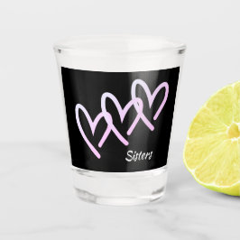 Sisters Love Black Heart Shot Glass Glas