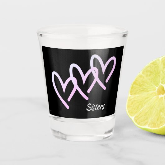 Sisters Love Black Heart Shot Glass Shot Glas (Voorkant)