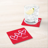 Sisters Love Red Heart Square Paper Onderzetter (Insitu)