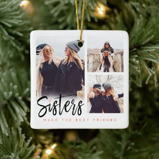 Sisters maken de beste vrienden foto Collage White Keramisch Ornament (Boom)