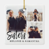 Sisters maken de beste vrienden foto Collage White Keramisch Ornament (Achterkant)