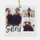 Sisters maken de beste vrienden foto Collage White Keramisch Ornament (Voorkant)