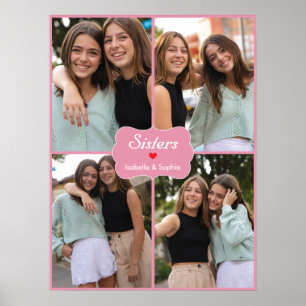 Sisters of BFF Roze Aangepaste Foto's & Naam Poste Poster