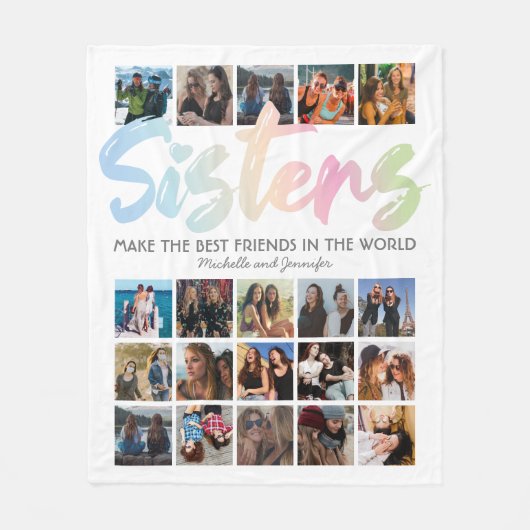 Sisters Pastel Rainbow Foto Fleece Deken (Voorkant)