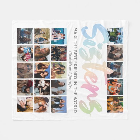 Sisters Pastel Rainbow Foto Fleece Deken (Voorkant (Horizontaal))