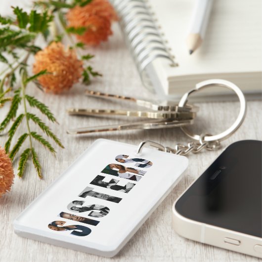 Sisters Photo Collage Keychain Gift for Sister (Voorkant Rechts)