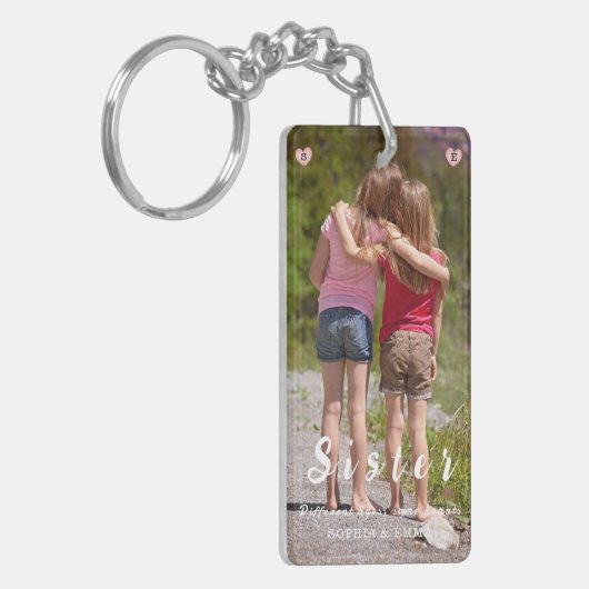 Sisters Photo Collage Keychain – Same Hearts (Voorkant Links)