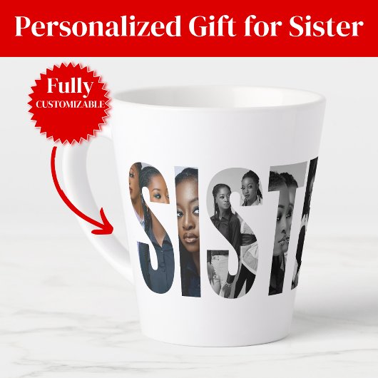Sisters Photo Collage Latte Mug Gift Mok