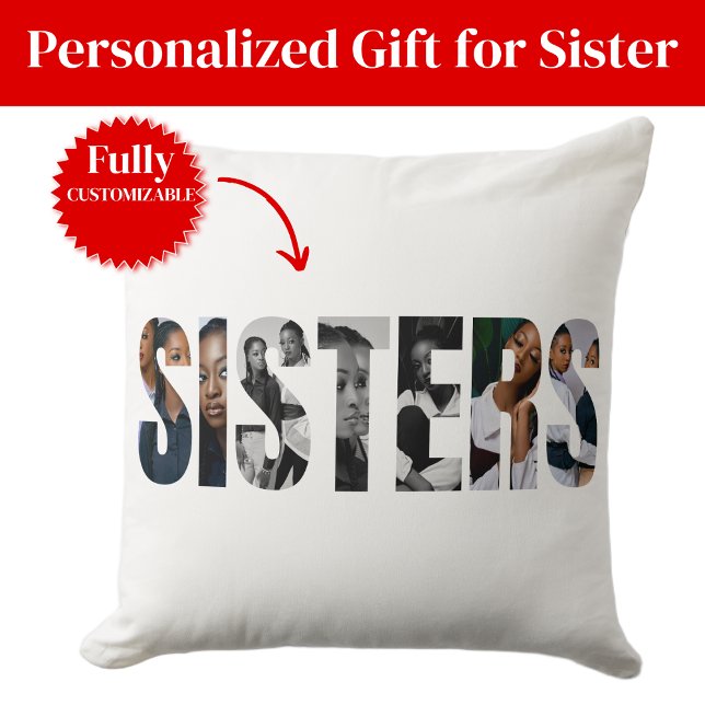Sisters Photo Collage Throw Pillows Gift Kussen (Sisters Photo Collage Pillow Gift)