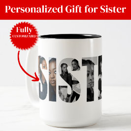 Sisters Photo Collage Two-Tone Mug Gift Tweekleurige Koffiemok