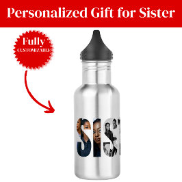 Sisters Photo Collage Water Bottle Gift Waterfles