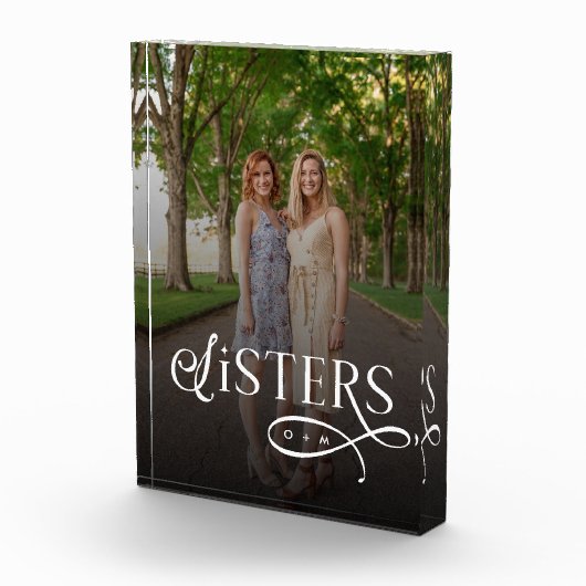 Sisters Photo Personalized Monogram Fotoblokken (Rechts)