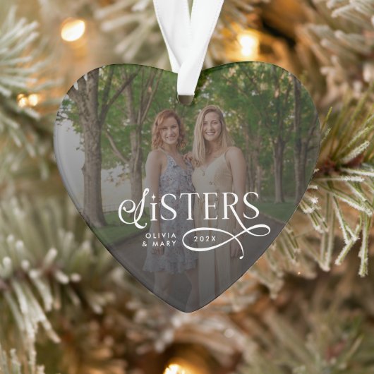 Sisters Photo Personalized Monogram Gifts Ornament (Boom)