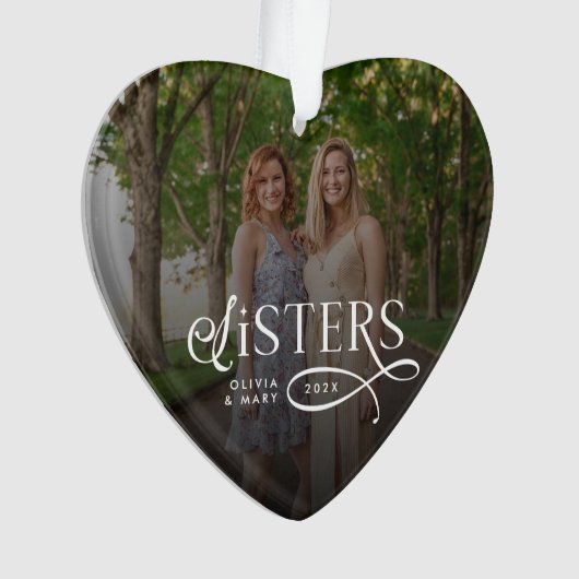 Sisters Photo Personalized Monogram Gifts Ornament (voorkant)