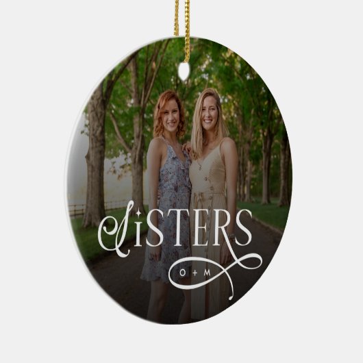 Sisters Photo Personalized Monogram Keramisch Ornament (Rechts)