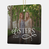 Sisters Photo Personalized Monogram Keramisch Ornament (Links)