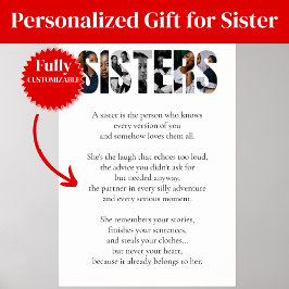 SISTERS Poem Poster – Heartfelt Gift for Sister
