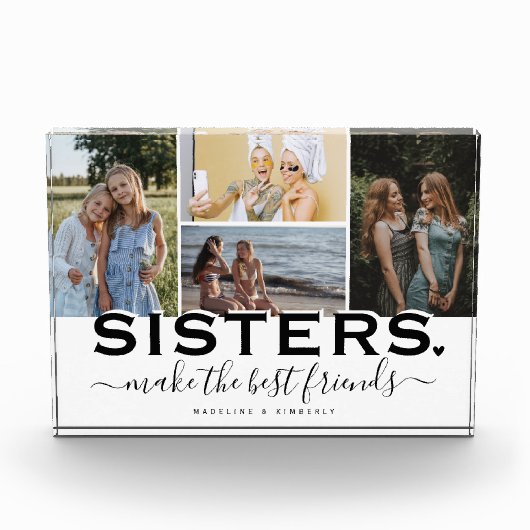 SISTERS Quote & Photo Collage Cadeauscherm Fotoblokken (Voorkant)