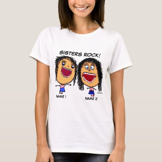 Sisters Rock Cartoon T-shirt (Voorkant)