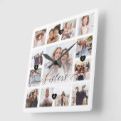 Sisters Script Family Memory Photo Grid Collage Vierkante Klok (Hoek)