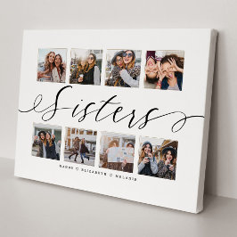 Sisters Script | Gift for Sisters Photo Collage Canvas Afdruk