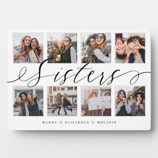 Sisters Script | Gift for Sisters Photo Collage Fotoplaat (voorkant)