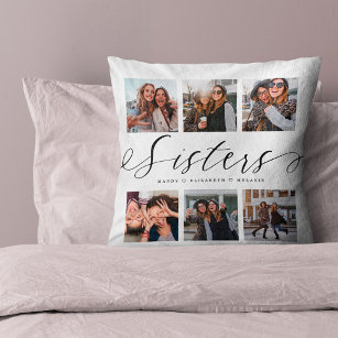Sisters Script | Gift for Sisters Photo Collage Kussen