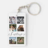 Sisters Script | Gift for Sisters Photo Collage Sleutelhanger (achterkant)