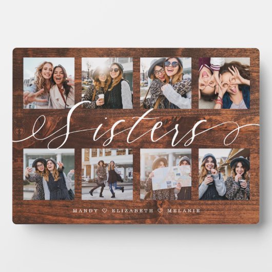 Sisters Script Gift for Sisters Photo Collage Wood Fotoplaat (voorkant)